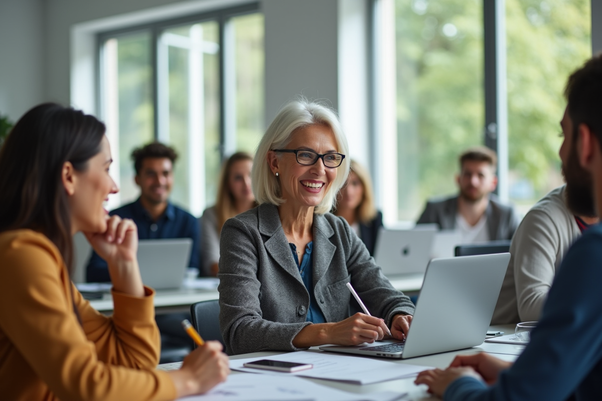 Femme confiante en atelier professionnel en classe lumineuse