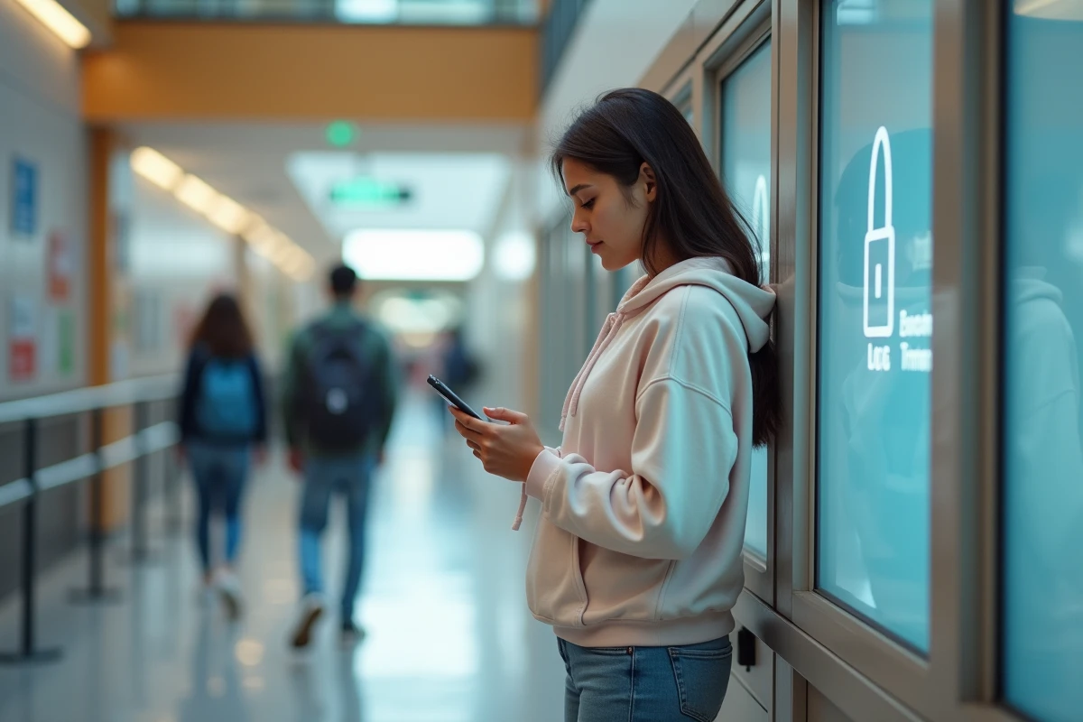 Jeune femme regardant son téléphone près d
