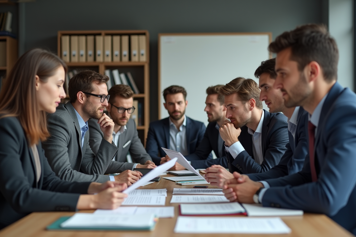 Groupe de professionnels en réunion de formation