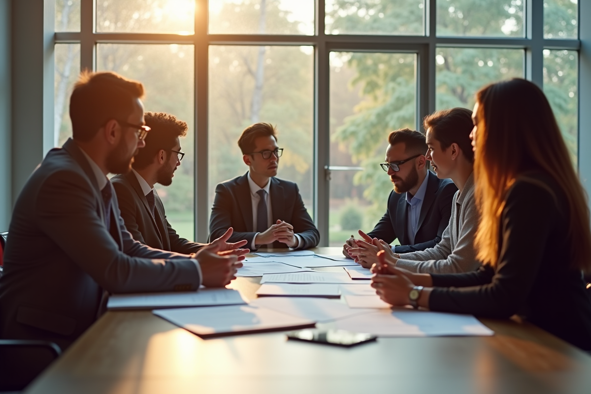 Groupe de professionnels lors d'une réunion de travail