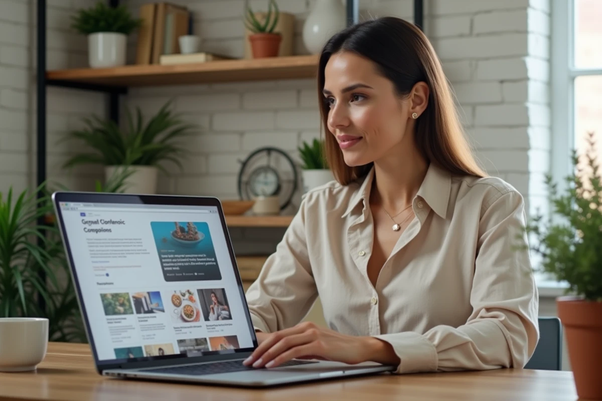 Cheffe d'entreprise solo consultant un abonnement email marketing sur son ordinateur portable dans un bureau à domicile