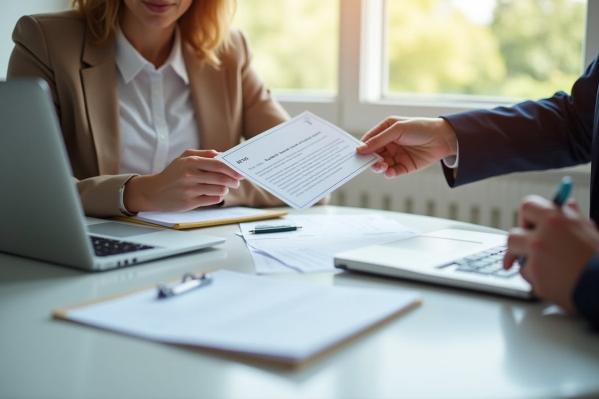 Main présentant un certificat lors d
