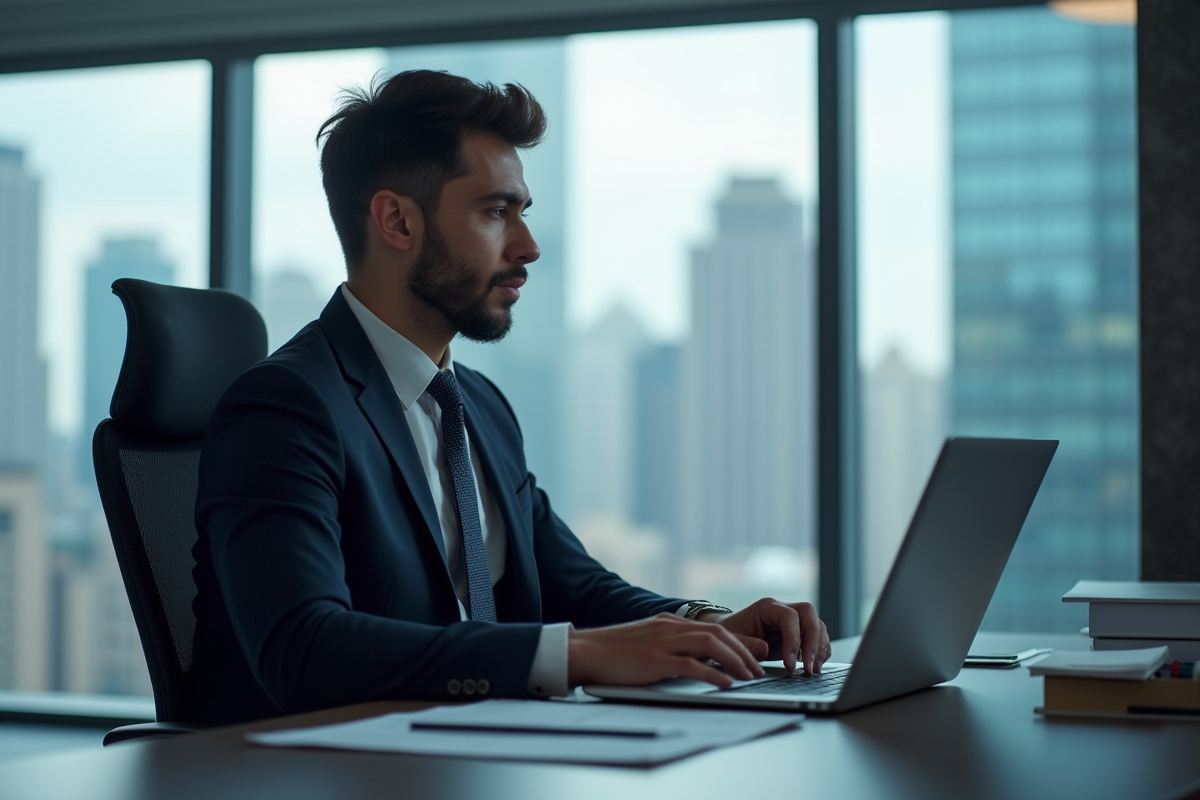 Professionnel d'affaires confiant dans un bureau moderne