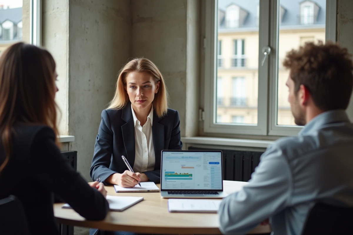 Femme professionnelle prenant des notes lors d'un séminaire de formation digitale à Paris dans une salle moderne